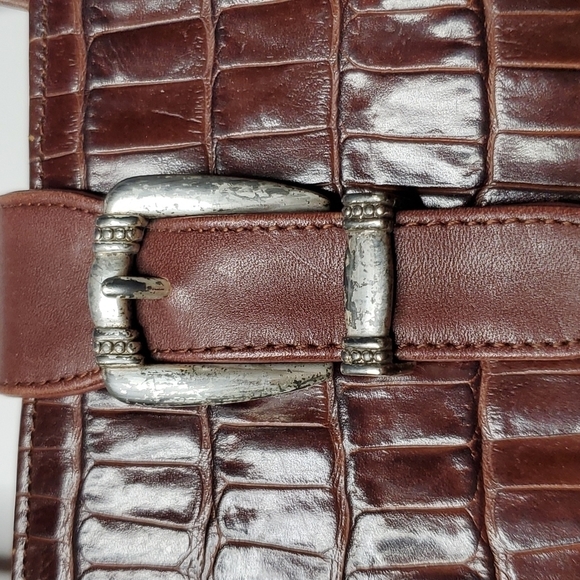 Fossil Purse Alligator Print Leather Closure Brown - Picture 2 of 6
